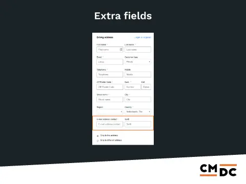 Extra Registration Fields app CCV Shop