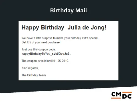 Birthday Mailer app CCV Shop